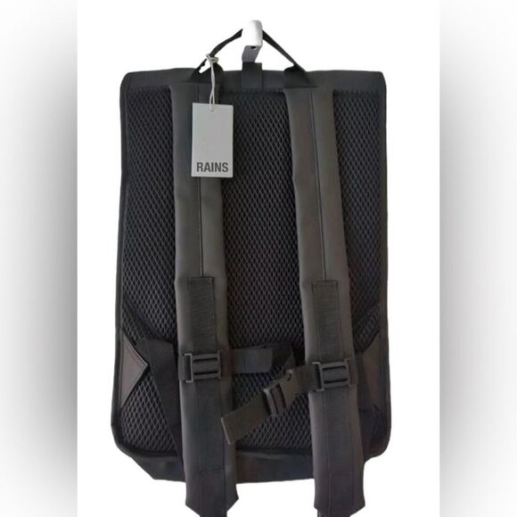 NWT RAINS Rolltop Rucksack Mesh Backpack Camo Gray/Black Waterproof main image 6